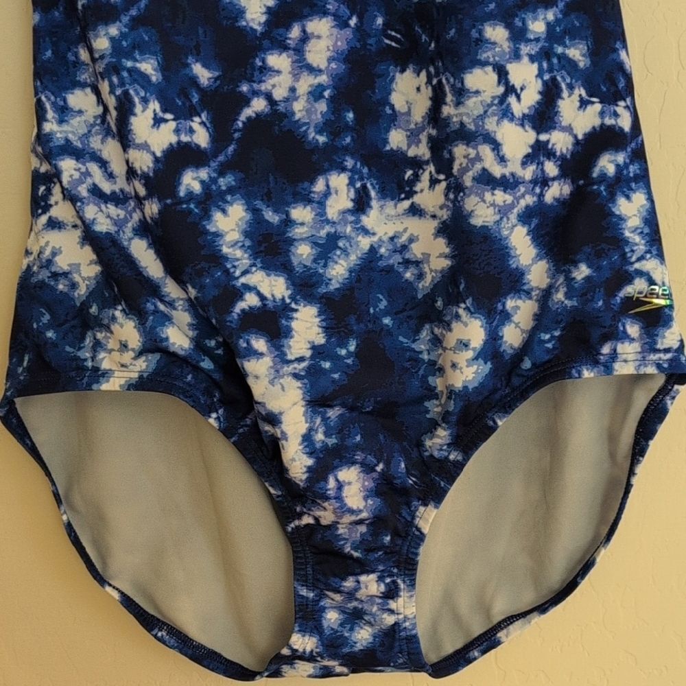 NWT Speedo Endurance Swimsuit One Piece Halter Moderate Cut Blue Water Color -12 - Picture 4 of 14